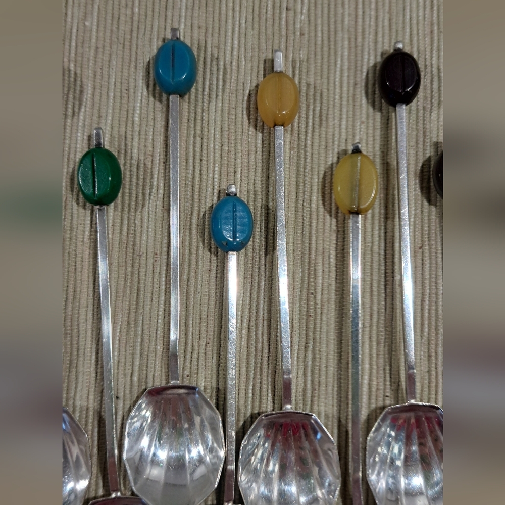 Art Deco Coffee Bean Demitasse Spoons. A Set of 11. Marked EPNS - Picture 3 of 7